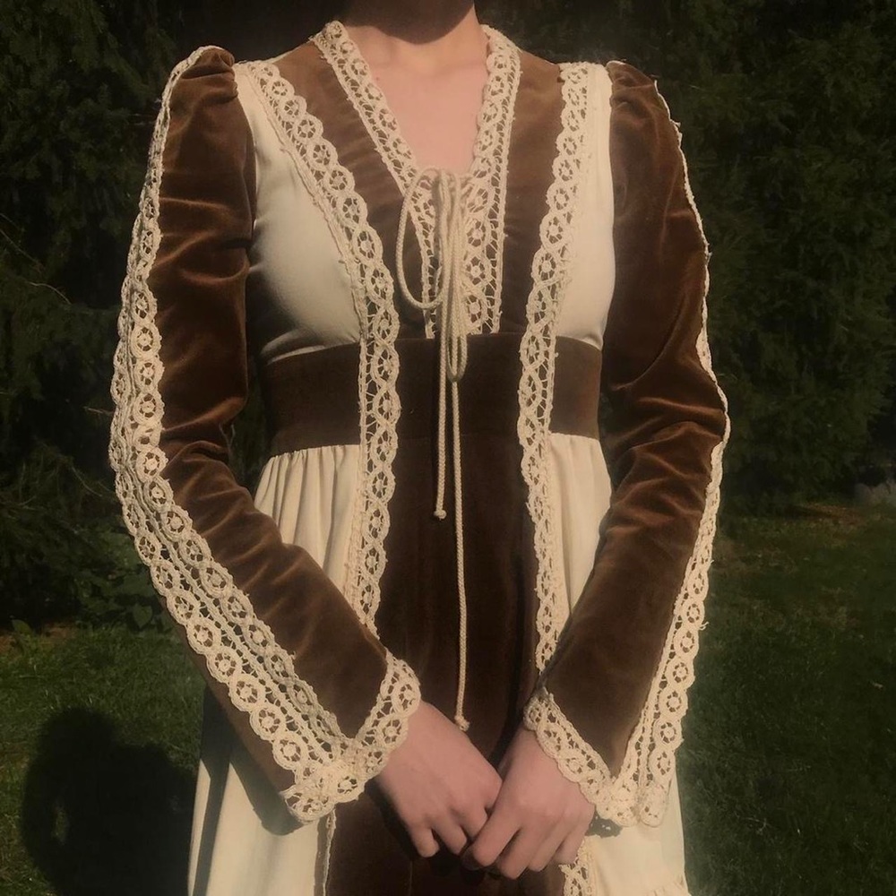 🍂 1970s Vintage Gunne Sax by Jessica Autumnal Maiden maxi dress